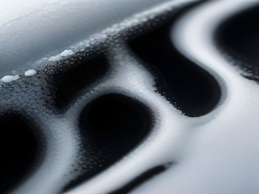 Thick snow foam clinging to black paintwork